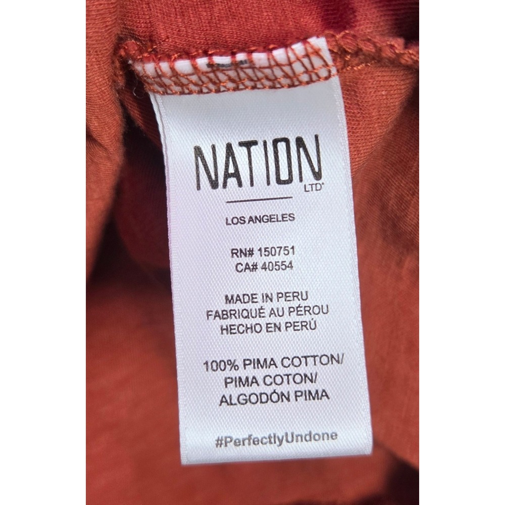 Nation LTD Romy Puff Sleeve Top Rust Terracotta Pima Cotton‎ Slub Size M Cottage - Picture 5 of 8